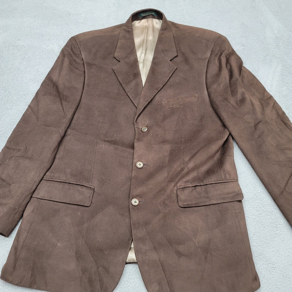 Ralph Lauren Dillards blazer Mens 41R Brown Faux Suede Coat Jacket Microfiber